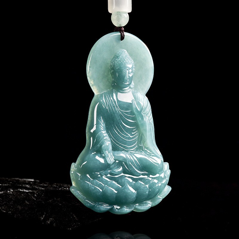 Women Accessories Jewelry - Natural Burmese Jadeite Buddha Pendant Necklace