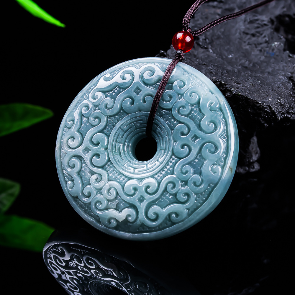Women Accessories Jewelry - Natural Burmese Jadeite Flower Pendant Necklace