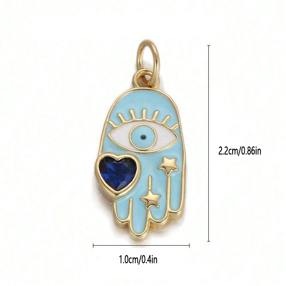 1PC Copper Zircon Plated heart - Evil Eye Bracelet recension och pris