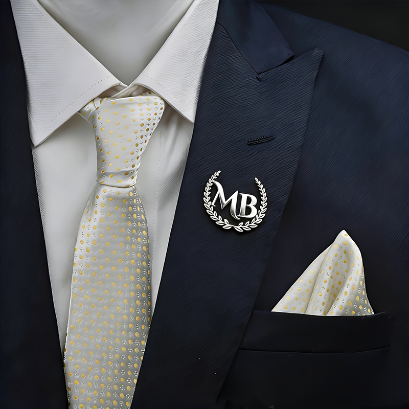 Custom Initials Gold Laurel Br - Brooch Pin Gold recension och pris