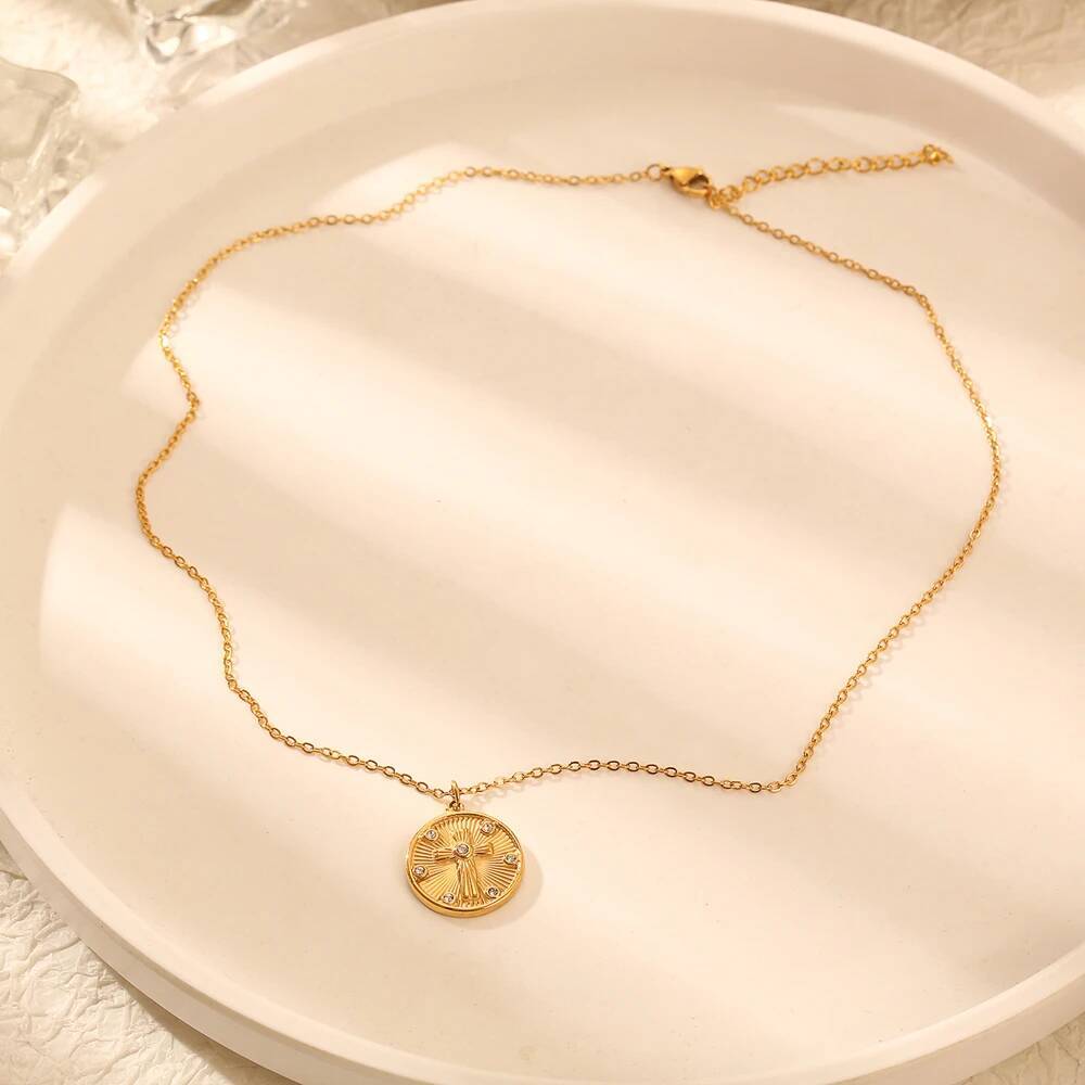Women Delicate Round Coin Zirc - Coin Necklace Delicate recension och pris