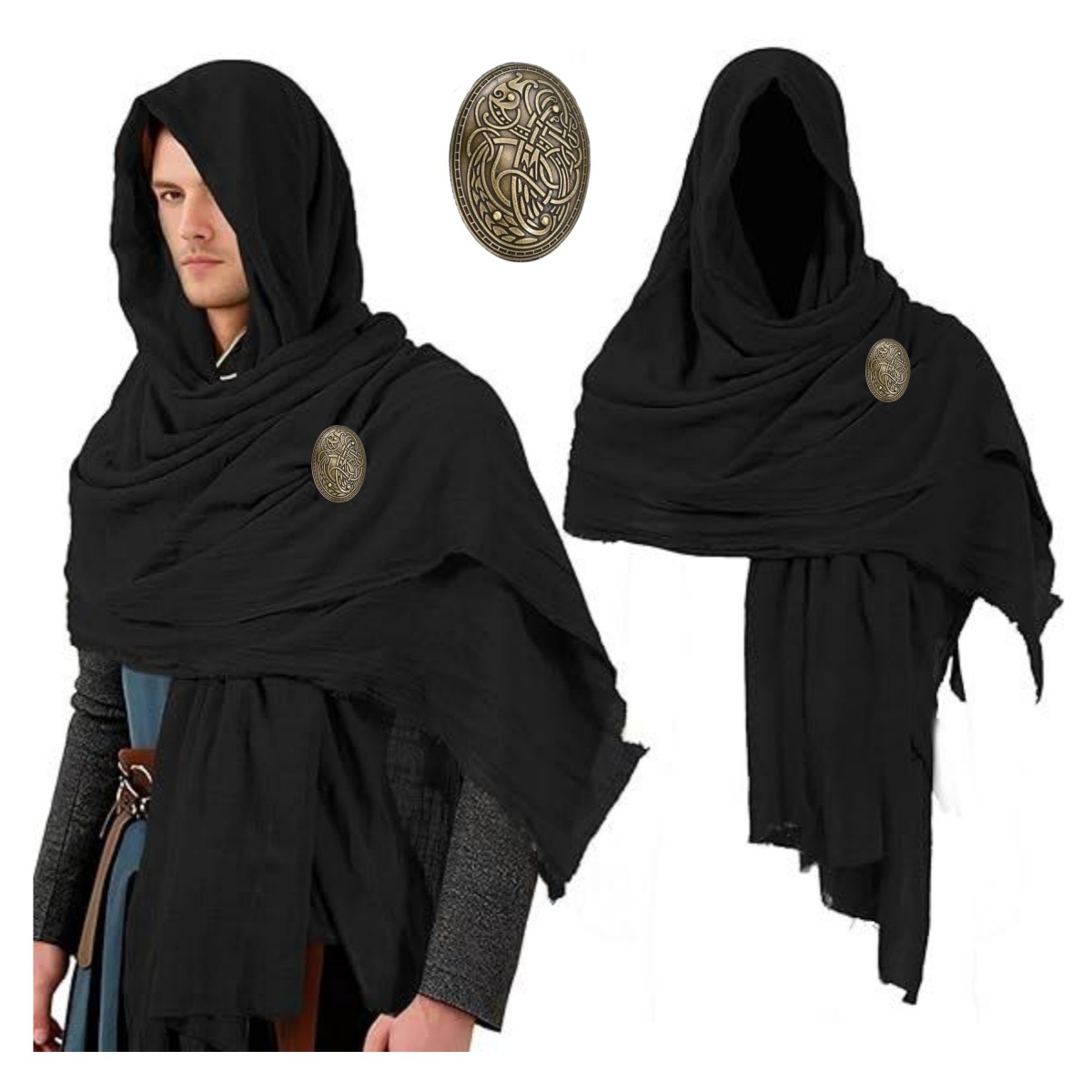 Medieval Cloak with Hood Men W - Women'S Viking Accessories recension och pris