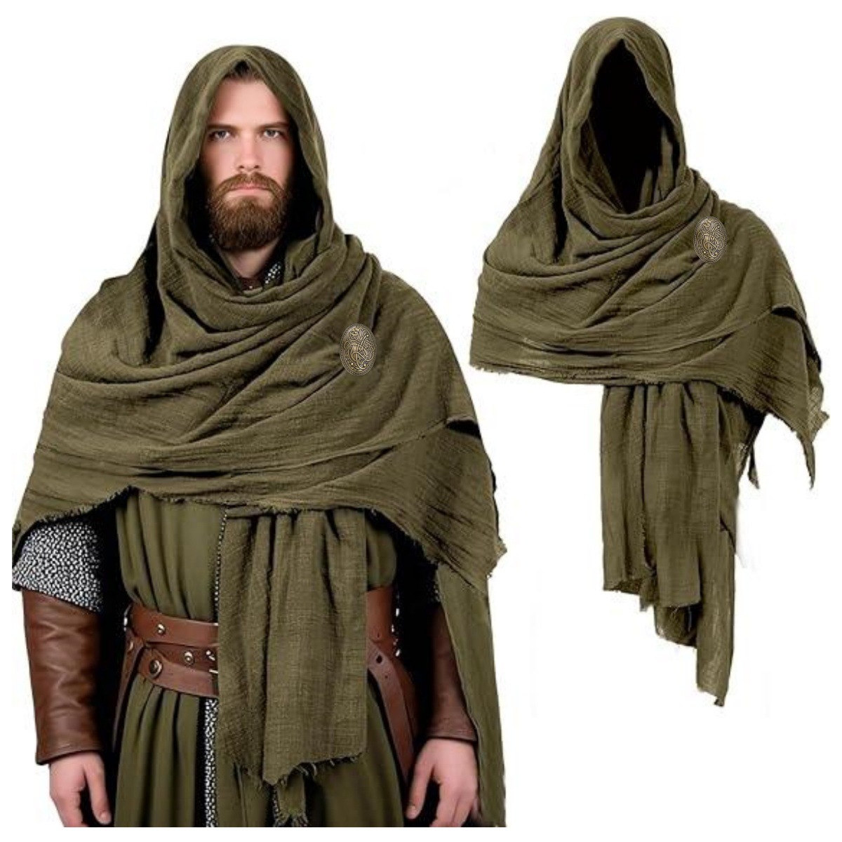 Medieval Cloak with Hood Men W - Women'S Viking Accessories recension och pris