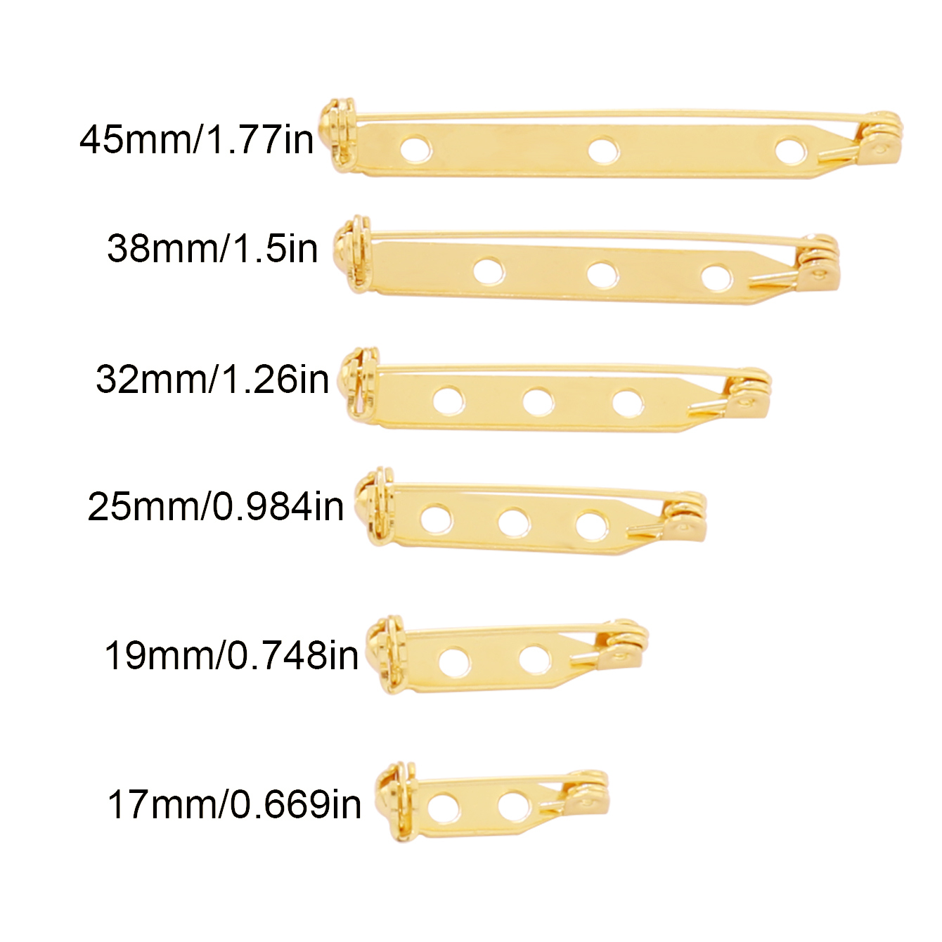 10pcs 17-45mm Brooch Clip Base - Brooch Pin Gold recension och pris