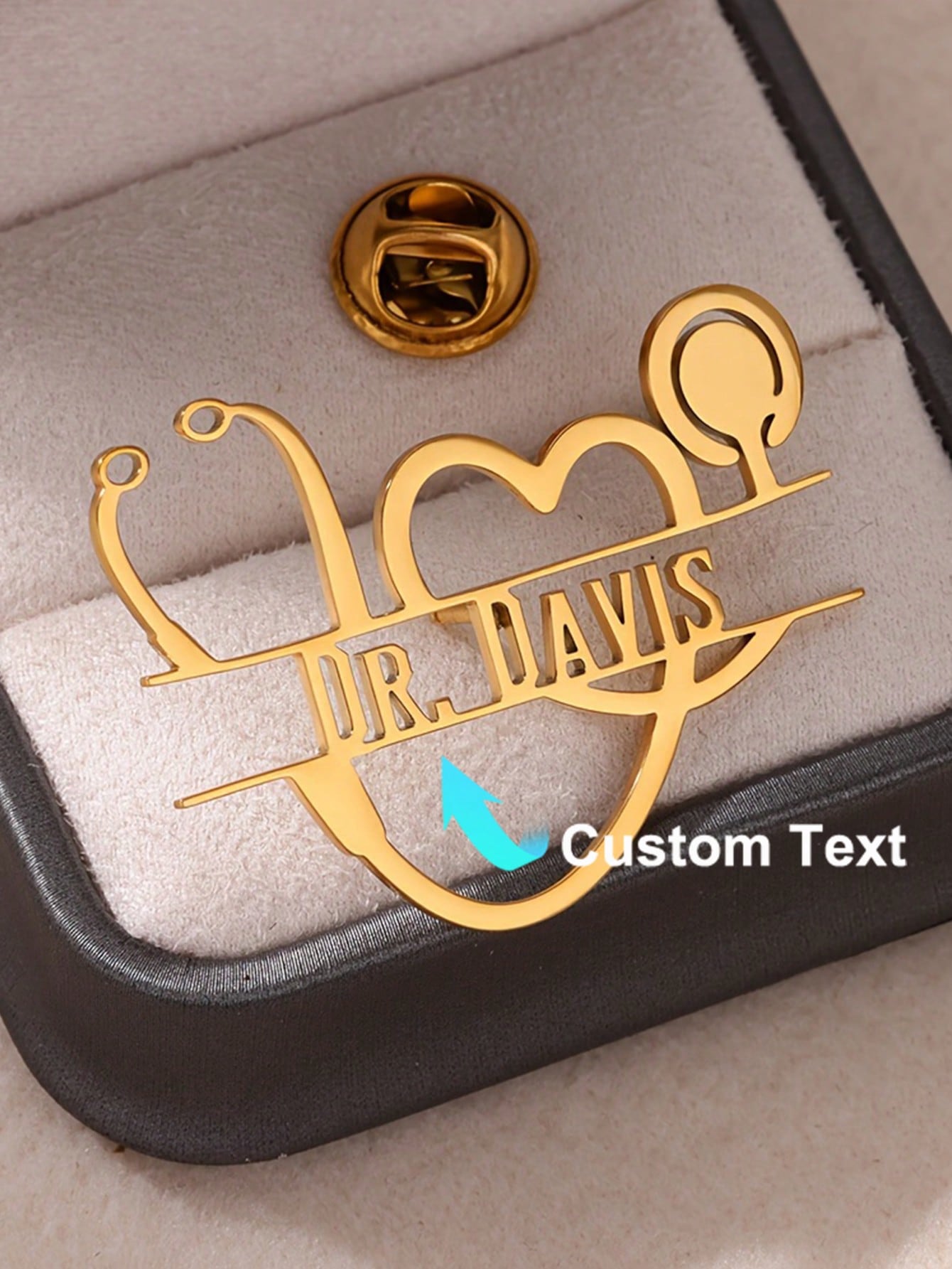 Personalized Vintage Stethosco - Brooch Pin Gold recension och pris