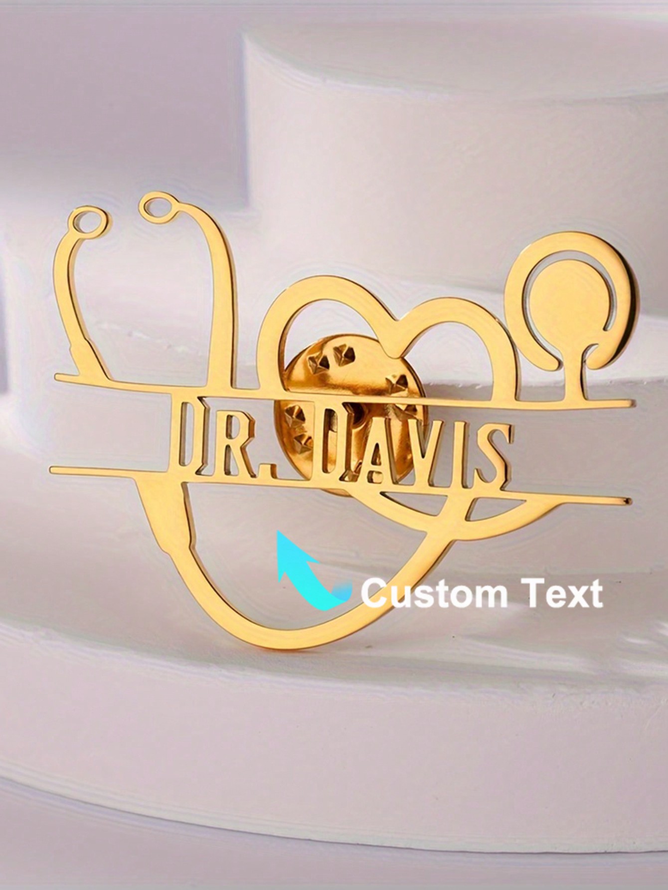 Personalized Vintage Stethosco - Brooch Pin Gold recension och pris