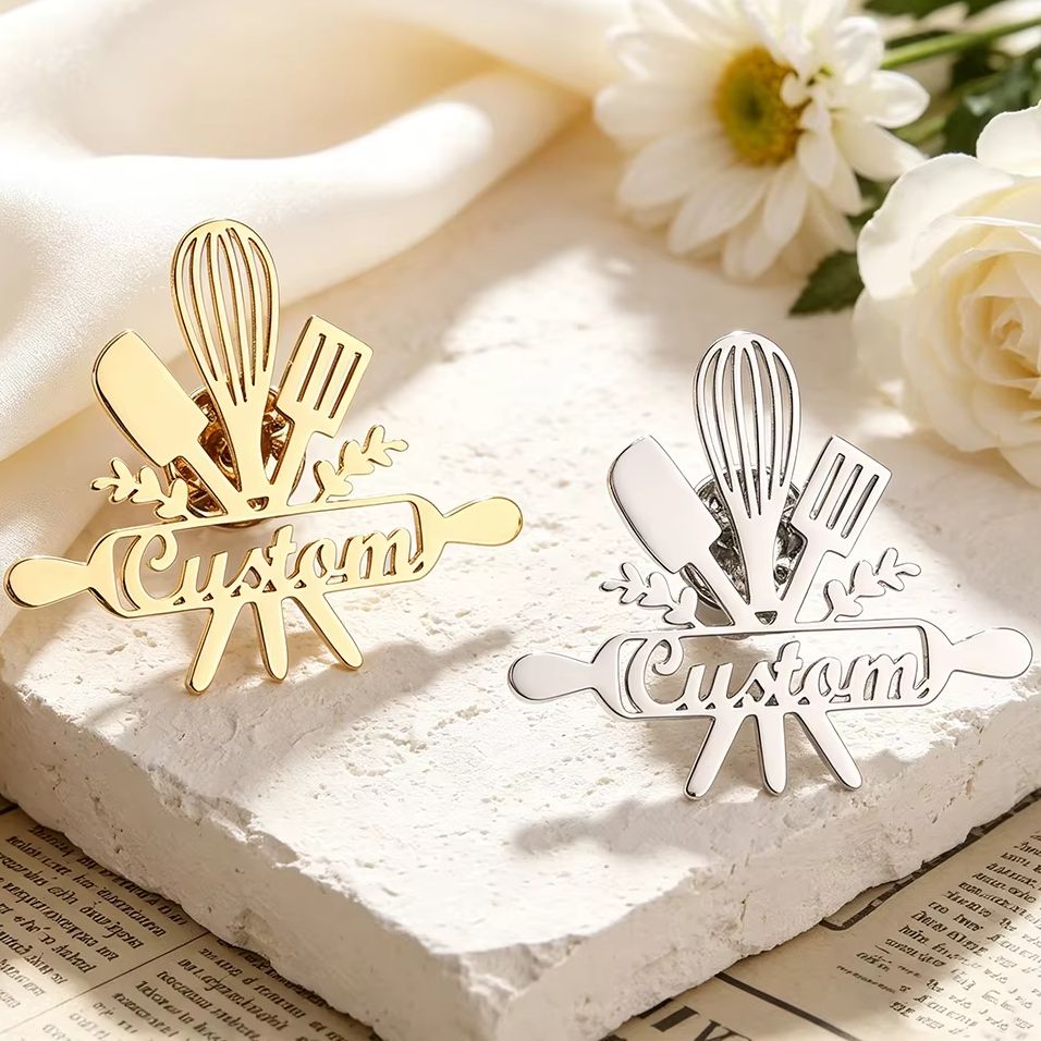 Customized Personalized Stainl - Brooch Pin Gold recension och pris