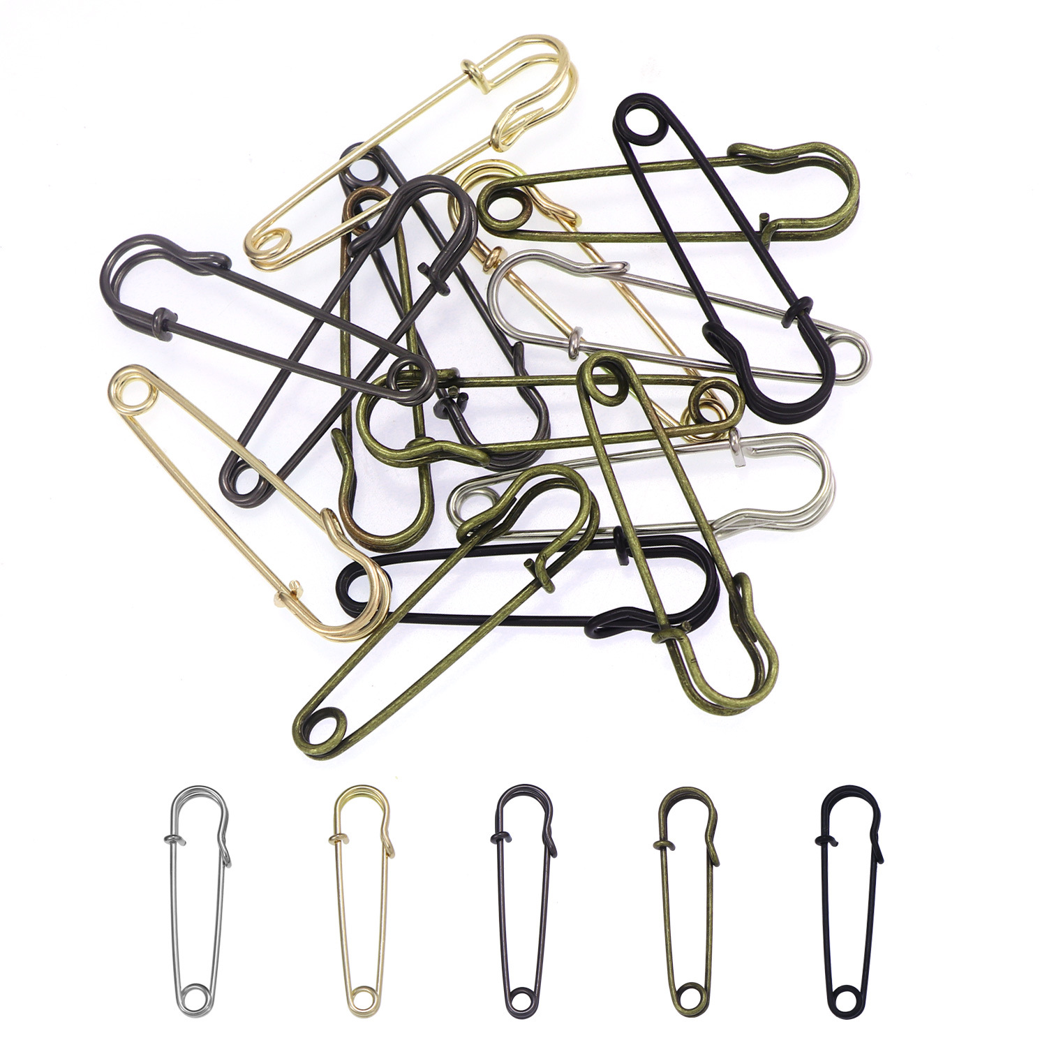 20Pcs 50mm Metal Safety Pins S - Brooch Pin Gold recension och pris